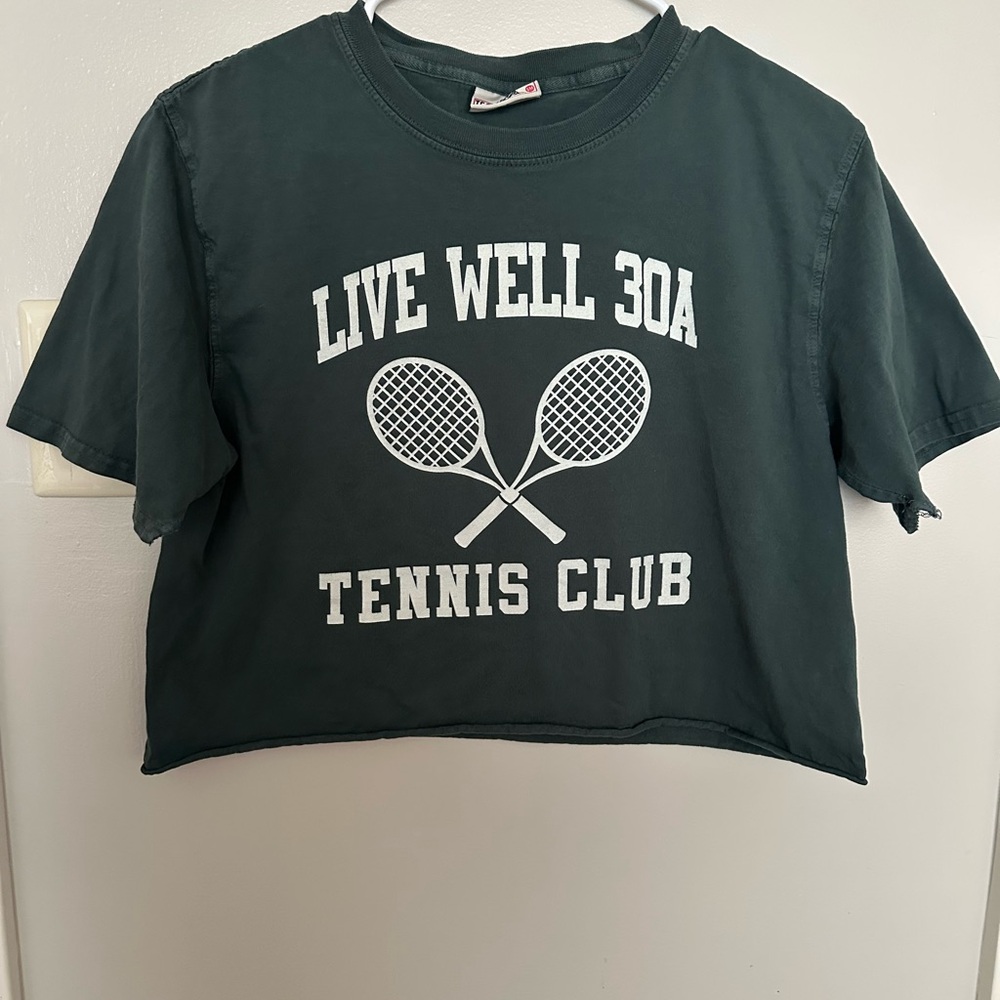 Live Well 30A Tennis Club Green Crop Top